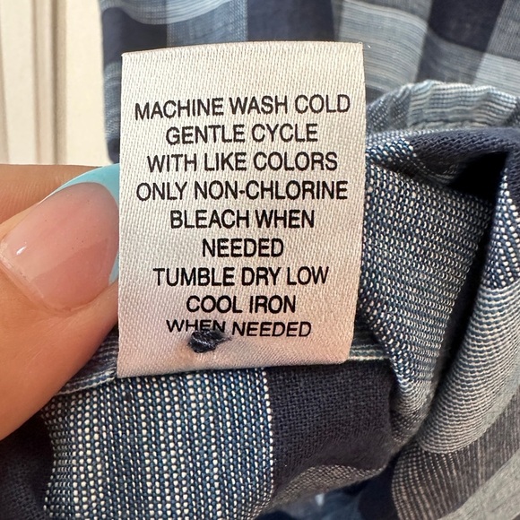 Flag & Anthem Men’s Short Sleeve Button Down Collared Shirt Blue Plaid Cotton Lg - Picture 6 of 14